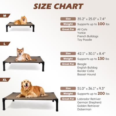 Show full view: Heeyoo Elevated Cooling Dog Bed, Brown, X-Large slide 5 of 11