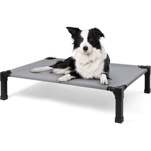 Heeyoo Elevated Wicker Dog House with Canopy, Grey, 48 x 31.8 x 37-in