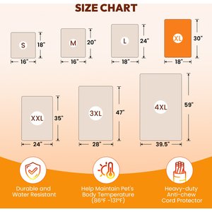 Niubya Dog & Cat Heating Pad with Removable Cover, Grey, Medium