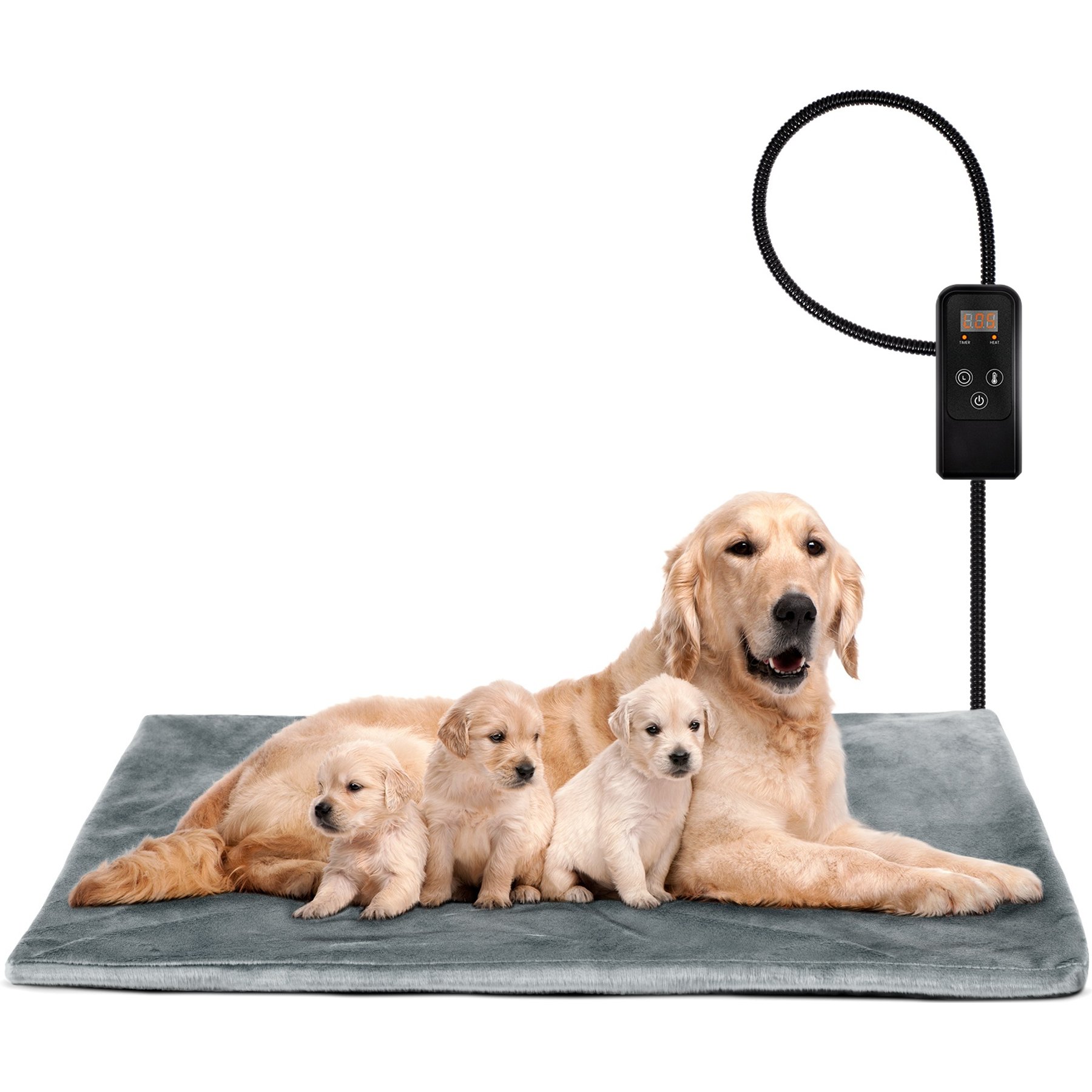 Niubya Dog & Cat Heating Pad with Removable Cover, Grey, XX-Large