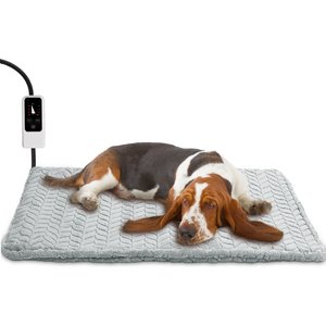 Heeyoo Dog & Cat Heating Pad with Removable Cover, Grey, Medium