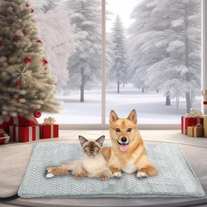 Heeyoo Dog & Cat Heating Pad with Removable Cover, Grey, Small