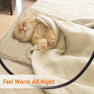Heeyoo Dog & Cat Heating Pad with Removable Cover, Beige, Small