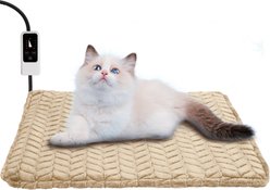 Heeyoo Dog & Cat Heating Pad with Removable Cover, Beige, Small