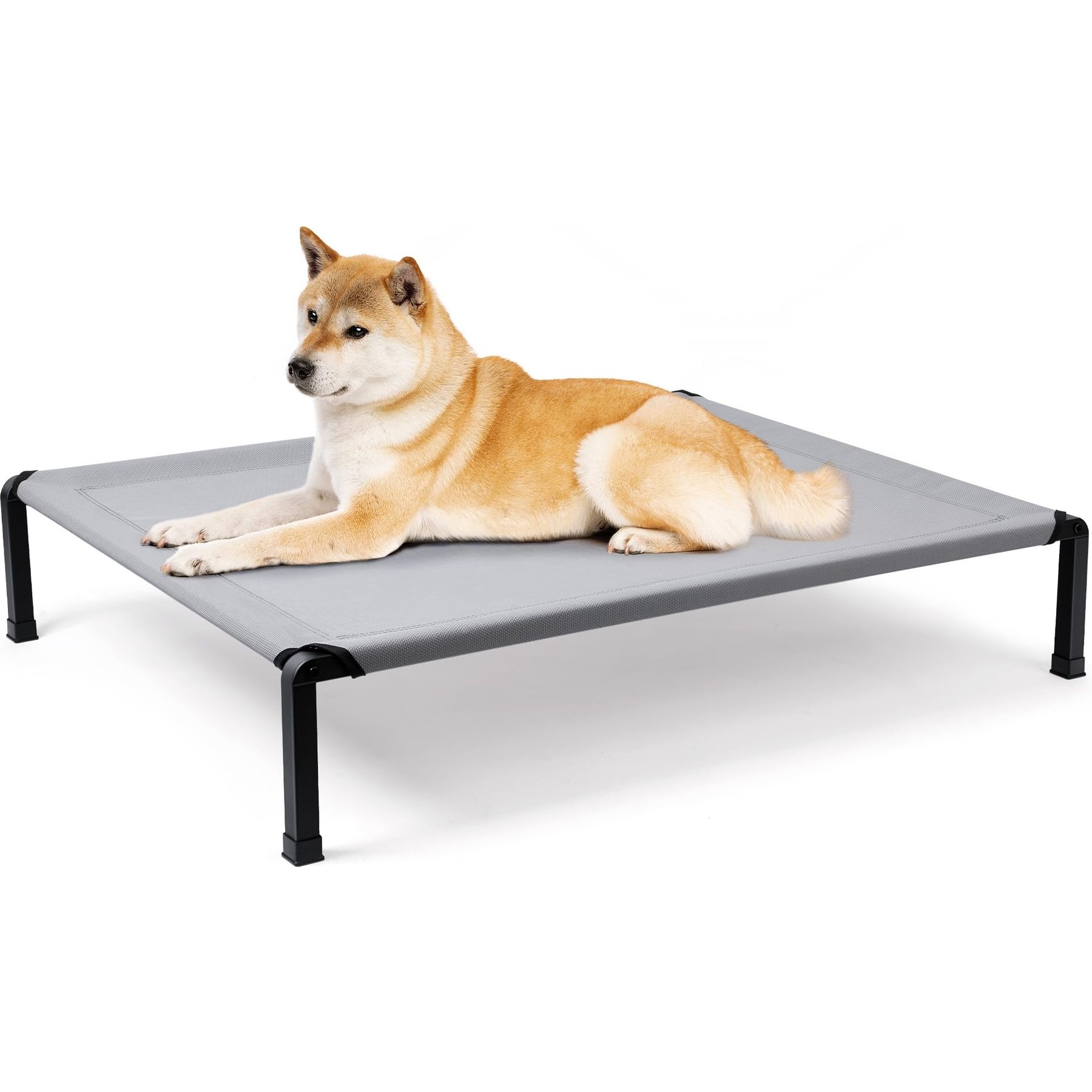 Niubya Steel Frame Elevated Cooling Dog Bed, Grey, 42 x 30 x 8-in