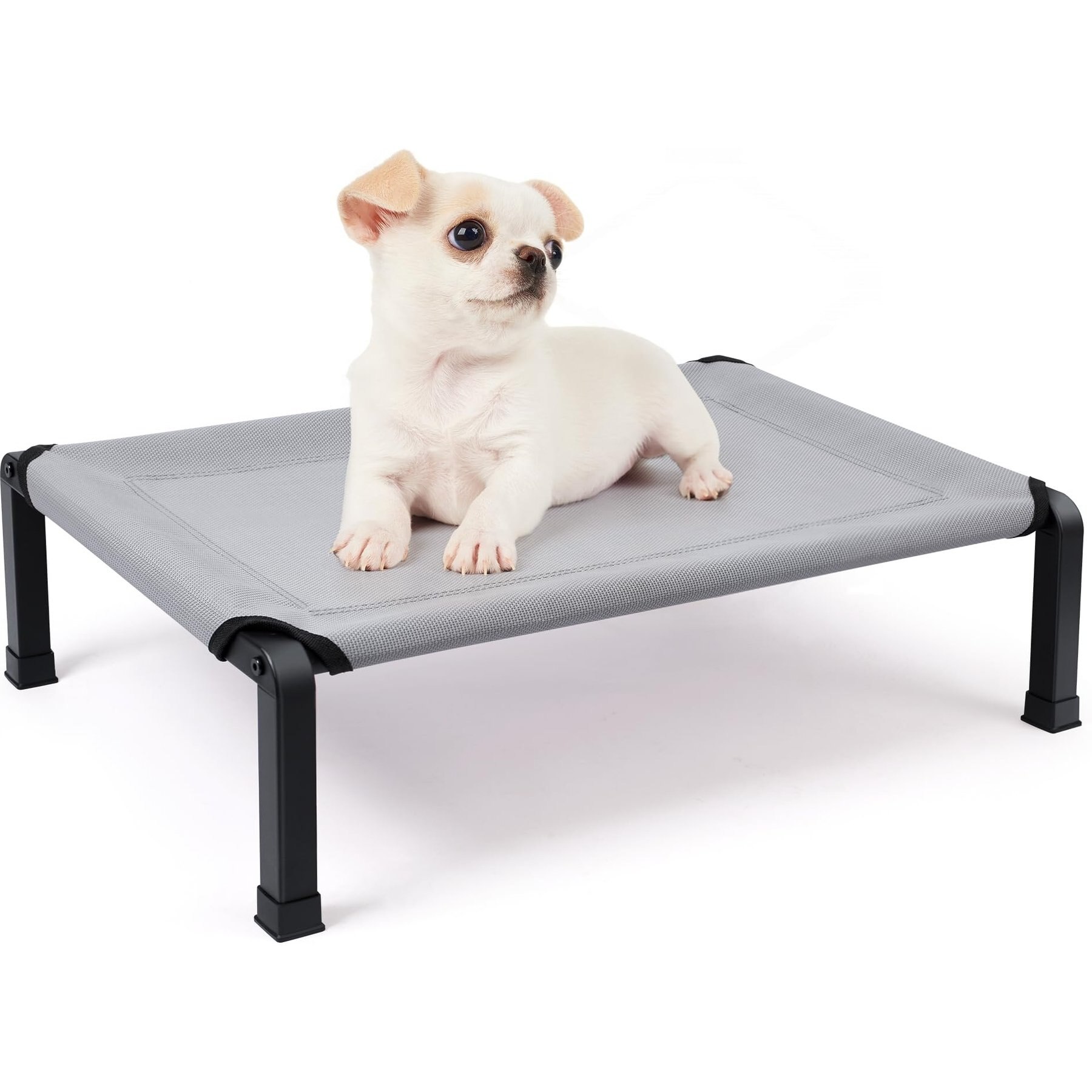 Niubya Steel Frame Elevated Cooling Dog Bed, Grey, 26 x 17 x 7-in