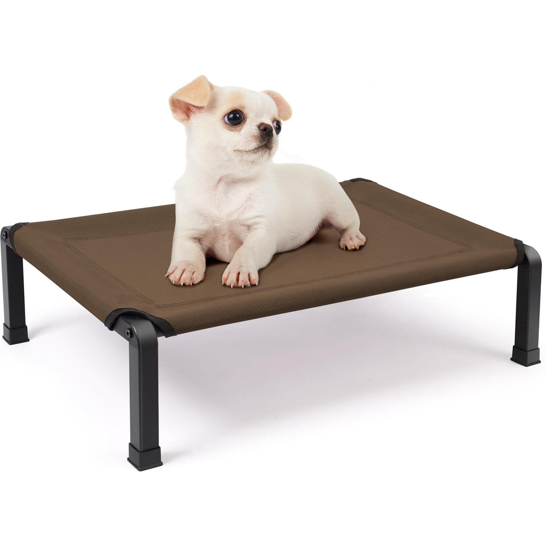 Niubya Steel Frame Elevated Cooling Dog Bed, Brown, 26 x 17 x 7-in