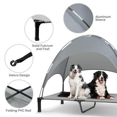 Show full view: Heeyoo Elevated Dog Bed with Canopy, Grey, Large slide 4 of 9
