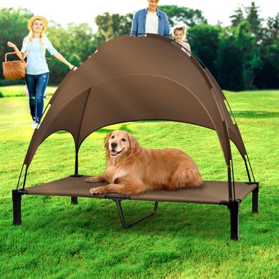 Show full view: Heeyoo Elevated Dog Bed with Canopy, Brown, Large slide 6 of 9