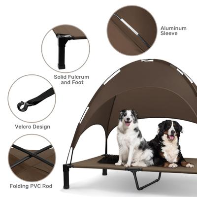 Show full view: Heeyoo Elevated Dog Bed with Canopy, Brown, Large slide 4 of 9
