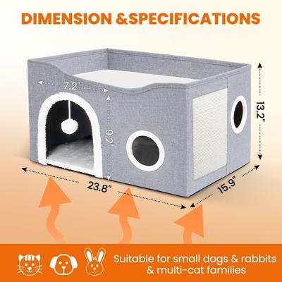 Show full view: Heeyoo Indoor Heated Cat House, Light Grey slide 2 of 8