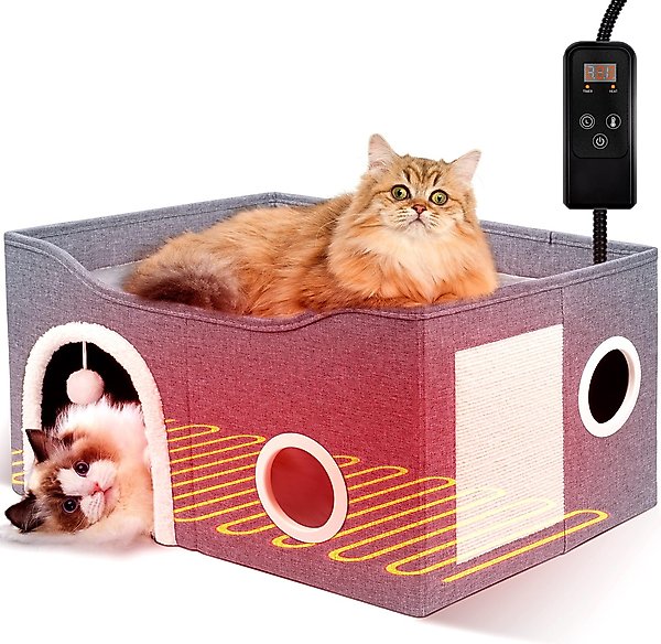 Show full view: Heeyoo Indoor Heated Cat House, Light Grey slide 1 of 8