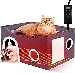 Heeyoo Indoor Heated Cat House, Medium Grey