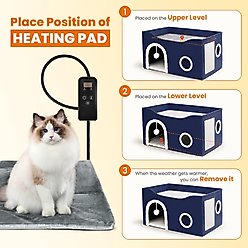 Heeyoo Indoor Heated Cat House, Dark Blue slide 2 of 8