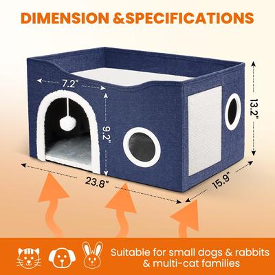 Show full view: Heeyoo Indoor Heated Cat House, Dark Blue slide 2 of 9