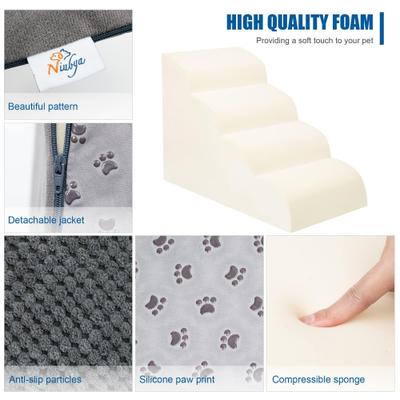 Show full view: Niubya High Density Foam Dog Stairs, Grey, 4 steps slide 3 of 8