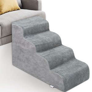 Niubya High Density Foam Dog Stairs, Grey, 4 steps