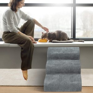 Niubya High Density Foam Dog Stairs, Grey, 3 steps