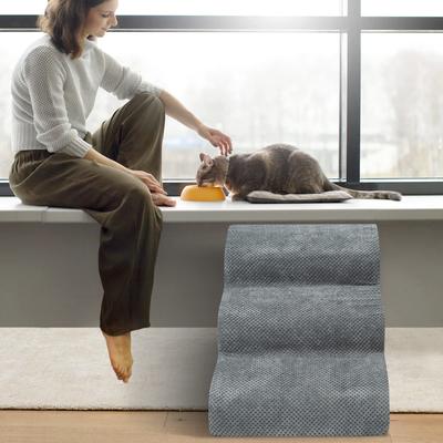 Show full view: Niubya High Density Foam Dog Stairs, Grey, 3 steps slide 6 of 8
