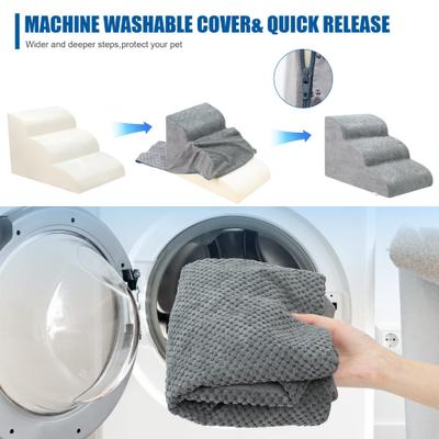 Show full view: Niubya High Density Foam Dog Stairs, Grey, 3 steps slide 4 of 8