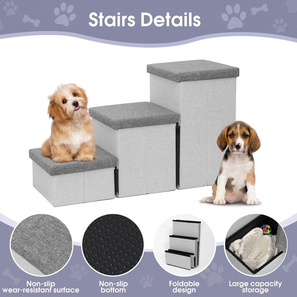 Heeyoo Foldable Dog Stairs with Storage