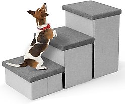 Heeyoo Foldable Dog Stairs with Storage, Grey, 3 steps slide 1 of 7