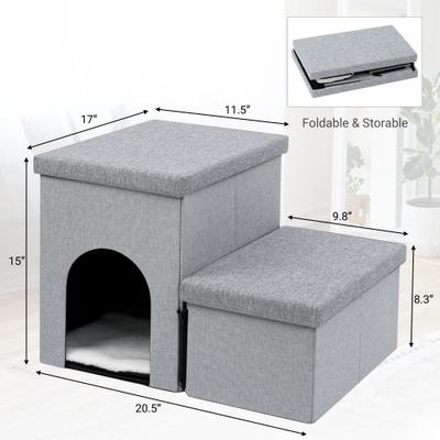 Show full view: Heeyoo 3-in-1 Foldable Dog Stairs, Light Grey, 2 steps slide 3 of 8