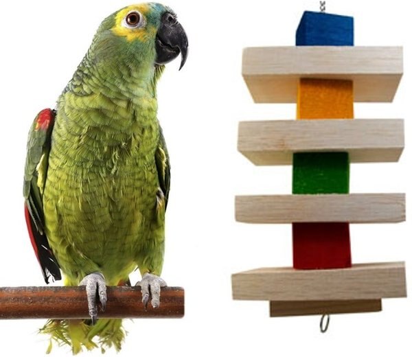 Mighty Bird Toys Balsa Tower Bird Toy, Color Varies, Medium