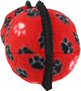 Tuffy's Jr 2 Ball Tug Squeaky Plush Dog Toy, Red Paws slide 2 of 4