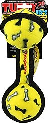 Tuffy's Jr 2 Ball Tug Squeaky Plush Dog Toy, Yellow Bones slide 2 of 4