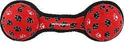 Tuffy's Ultimate 2 Ball Tug Squeaky Plus Dog Toy, Red Paws