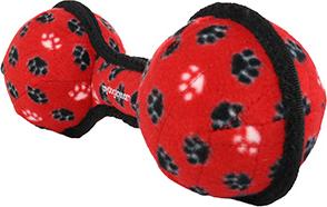 Show full view: Tuffy's Ultimate 2 Ball Tug Squeaky Plus Dog Toy, Red Paws slide 2 of 4