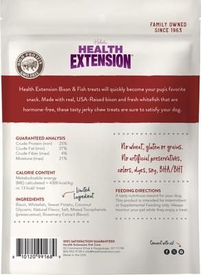 Show full view: Health Extension Bison & Fish Jerky Grain-Free Dog Treats, 14-oz bag slide 3 of 9