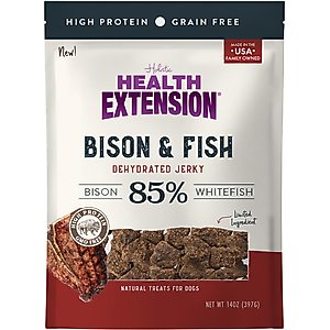 Health Extension Bison & Fish Jerky Grain-Free Dog Treats, 14-oz bag