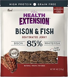 Health Extension Bison & Fish Jerky Grain-Free Dog Treats, 4-oz bag