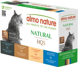 Almo Nature HQS Natural Rotational Diet Tuna Selections Variety Pack Wet Cat Food, 2.47-oz can, case of 12 slide 1 of 9