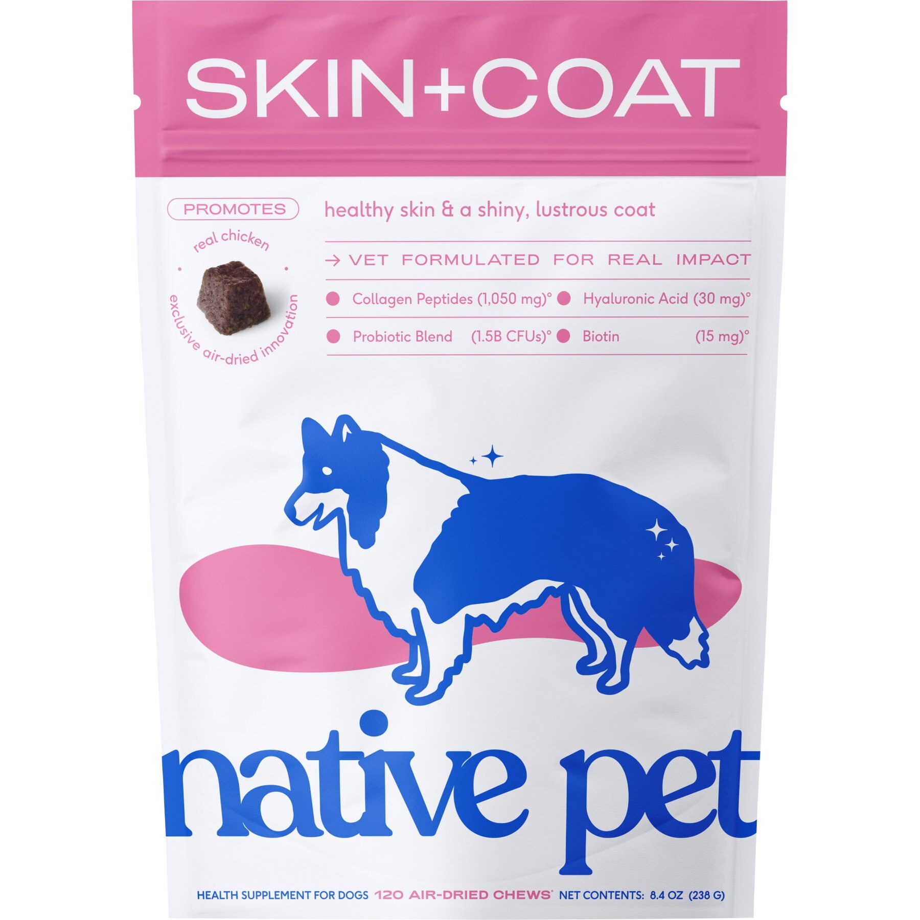Native Pet Skin & Coat Chews with Omega-3 Skin & Coat Supplement for Dogs