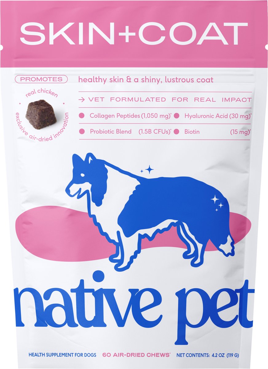 Native Pet Skin & Coat Chews with Omega-3 Dry Skin Supplement for Dogs