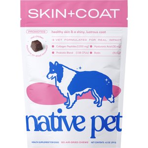 Native Pet Skin & Coat Chews with Omega-3 Dry Skin Supplement for Dogs, 60 count