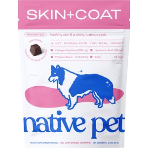 Native Pet Skin & Coat Chews with Omega-3 Dry Skin Supplement for Dogs, 30 count