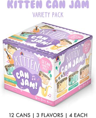 Show full view: Weruva Kitten Can Jam! Chicken, Tuna & Salmon Flavored Pate Canned Cat Food Variety Pack, Tuna, & Salmon Flavored Pate Canned Cat Food Variety Pack, 3-oz, case of 12 slide 3 of 13