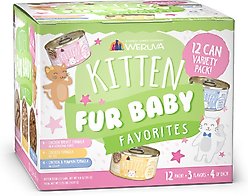 Weruva Kitten Fur Baby Favorites Chicken Flavored Shredded Wet Cat Food Variety Pack, 3-oz can, case of 12
