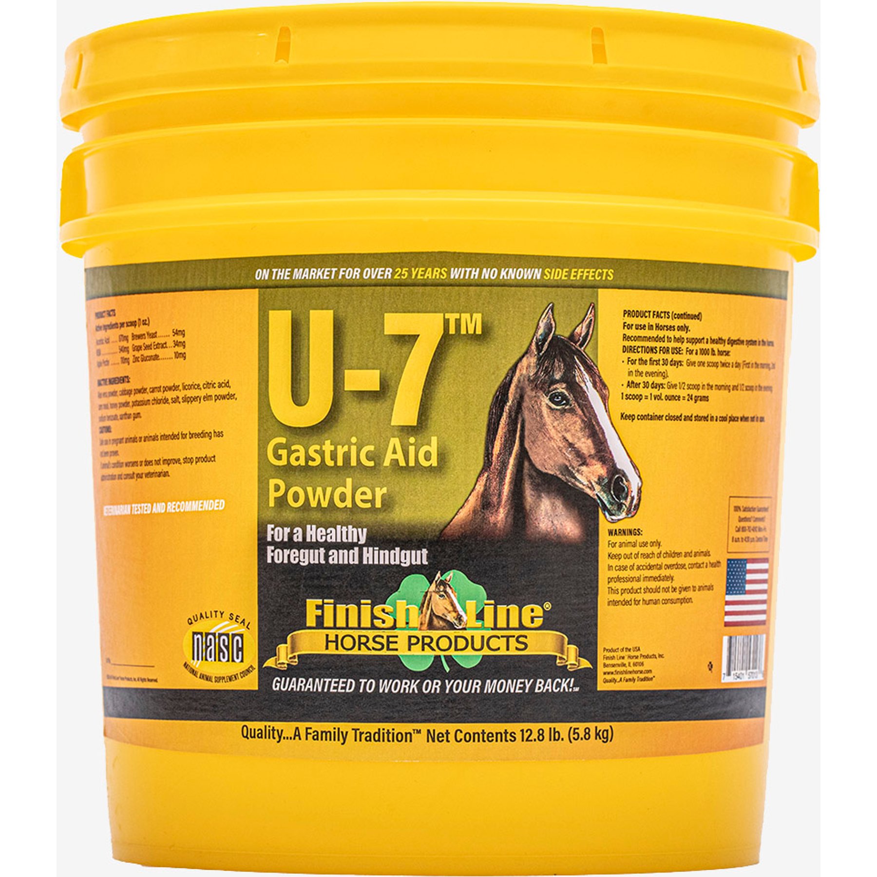 Finish Line U-7 Apple, Carrot & Honey Flavor Powder Gastric Digestive Aid Supplement for Horses, 12.8-lb tub
