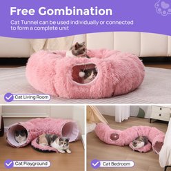 RYPetmia Donut Tunnel Bed Foldable Cat Plush Toy, Pink slide 2 of 9