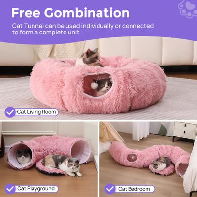 Show full view: RYPetmia Donut Tunnel Bed Foldable Cat Plush Toy, Pink slide 9 of 10