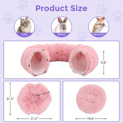 Show full view: RYPetmia Donut Tunnel Bed Foldable Cat Plush Toy, Pink slide 8 of 10