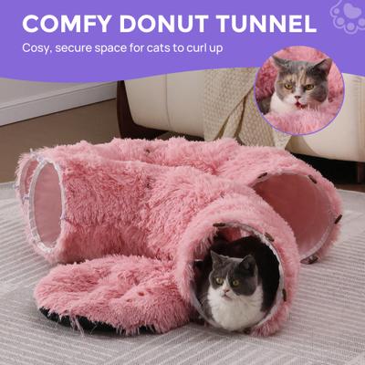 RYPetmia Donut Tunnel Bed Foldable Cat Plush Toy