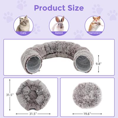Show full view: RYPetmia Donut Tunnel Bed Foldable Cat Plush Toy, Brown slide 7 of 10
