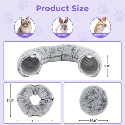Show full view: RYPetmia Donut Tunnel Bed Foldable Cat Plush Toy, Grey slide 7 of 10
