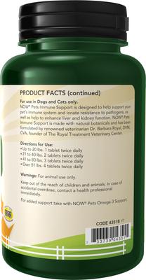 Show full view: NOW Pets Immune Support Dog & Cat Supplement, 90 count slide 3 of 10